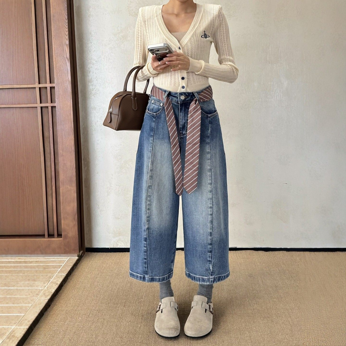 2026春新款蓝色阔腿牛仔裤女八分小个子宽松高腰休闲直筒裤梧桐裤,女装/女士精品,牛仔裤,淘宝优惠券,粉丝福利购,淘宝优惠卷