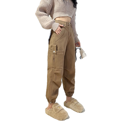 欧货高腰工装裤稻语长裤