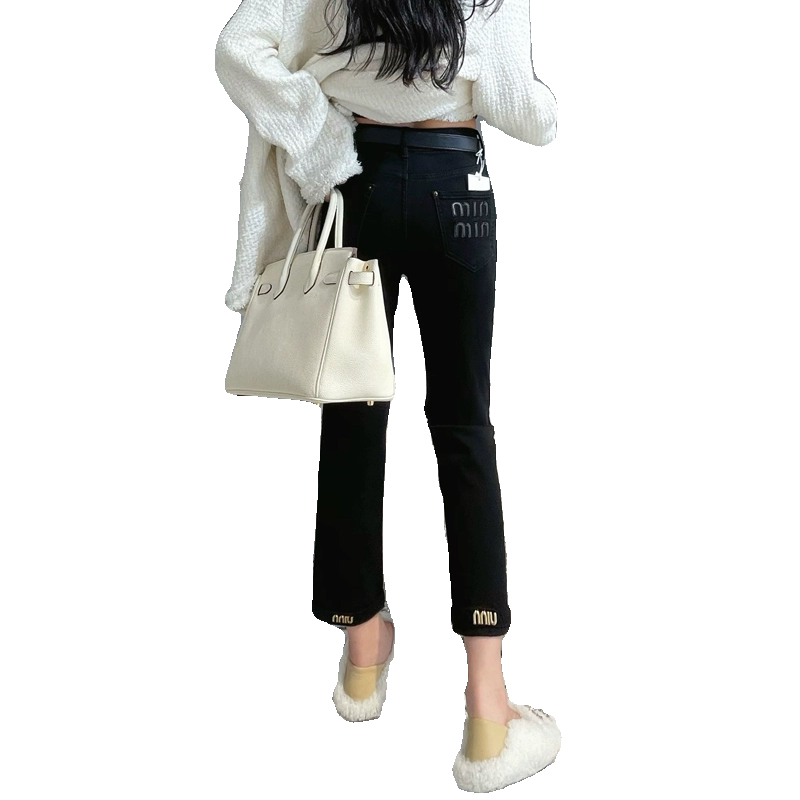 直筒裤女八分裤高腰显瘦烟管裤