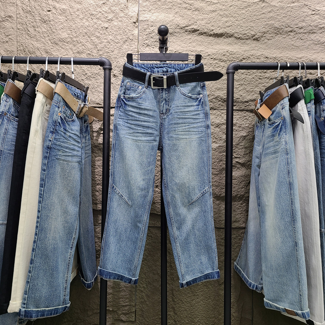 2025春夏新款直筒牛仔裤女高腰修身九分小个子窄版法棍裤子烟管裤