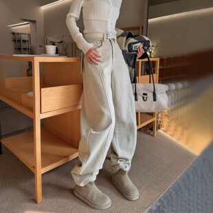 2026早春新款阔腿牛仔裤女弯刀宽松高腰垂感高个子长裤休闲拖地裤