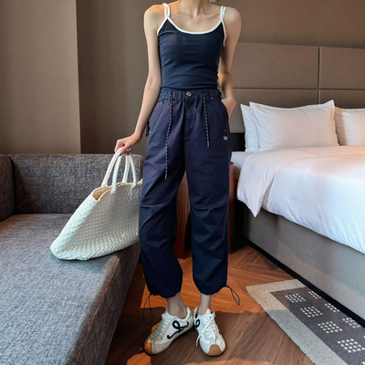 夏季超薄休闲工装裤女高腰八分