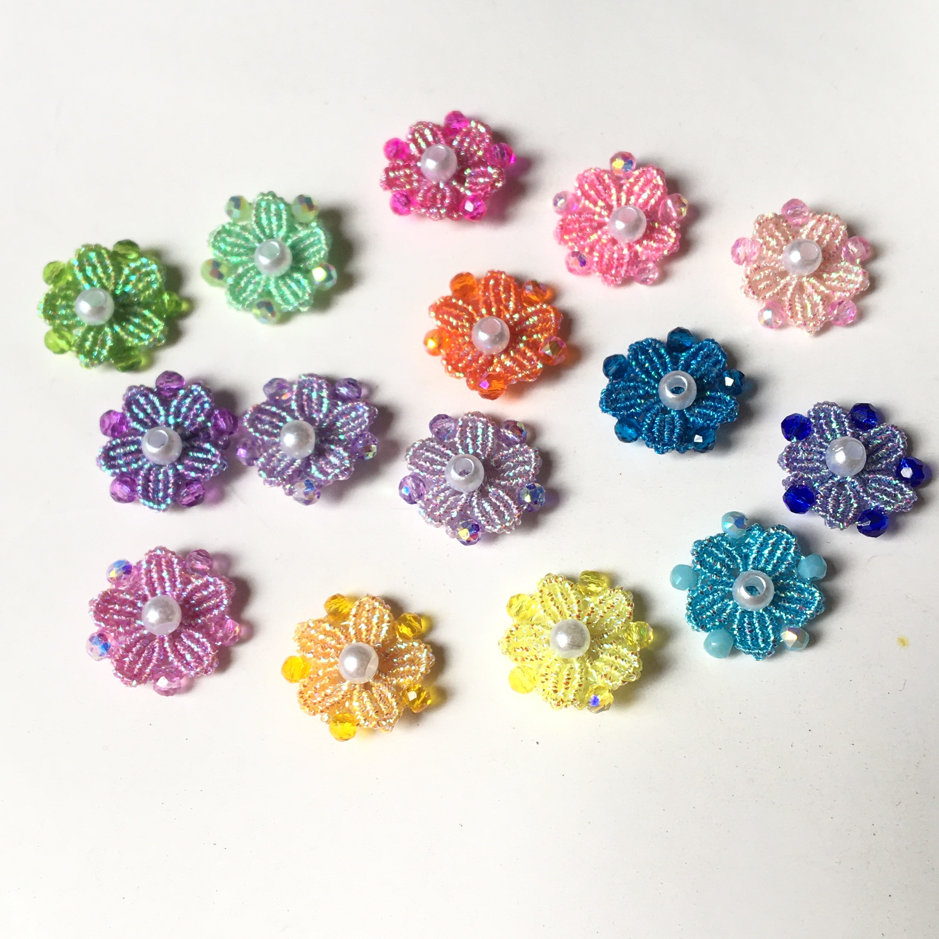 手工编绳DIY幻彩线小花朵配饰