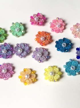 手工编绳DIY幻彩线小花朵配饰