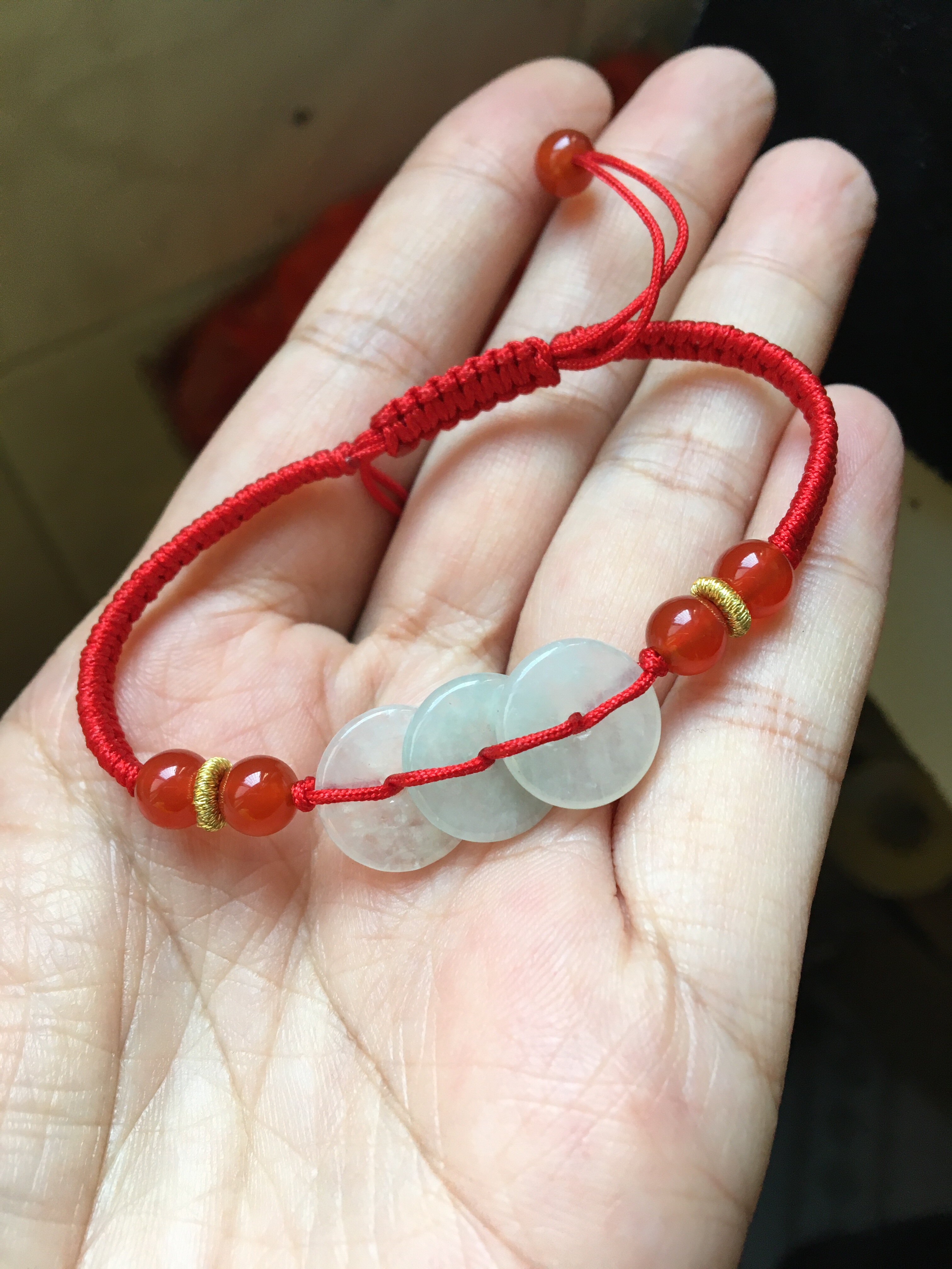 清货包邮不退换a货翡翠平安扣手链 编织手绳 红绳手链