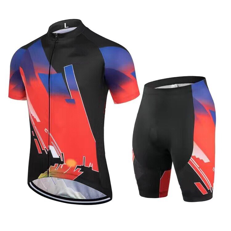 夏季黑白色火焰山地自行车装备专业短袖骑行服套装透气排汗男女款