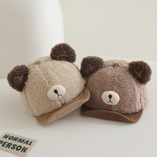 儿童鸭舌帽可爱小猫小熊保暖男童女童棒球帽秋冬户外防风宝宝帽子