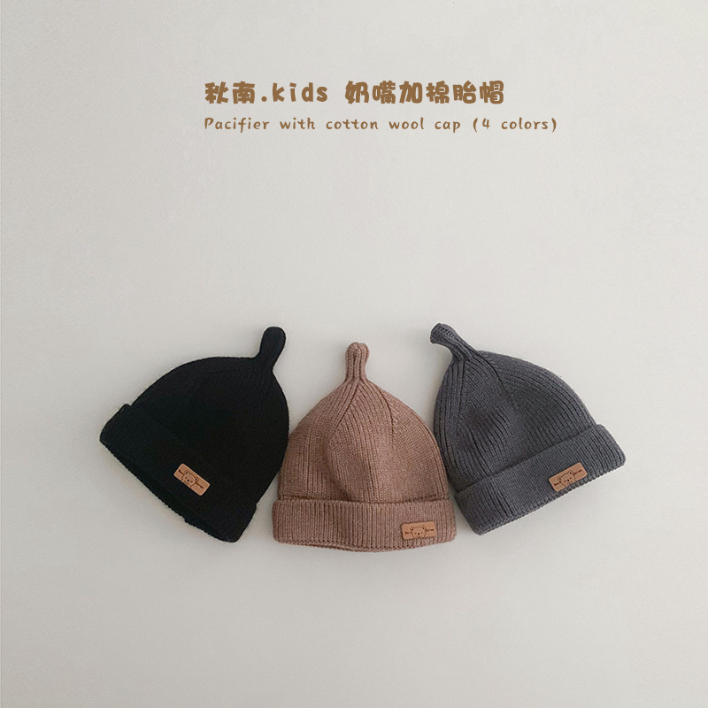 婴儿帽子秋冬新款韩版婴幼儿保暖针织帽套头帽男童女宝宝加厚胎帽