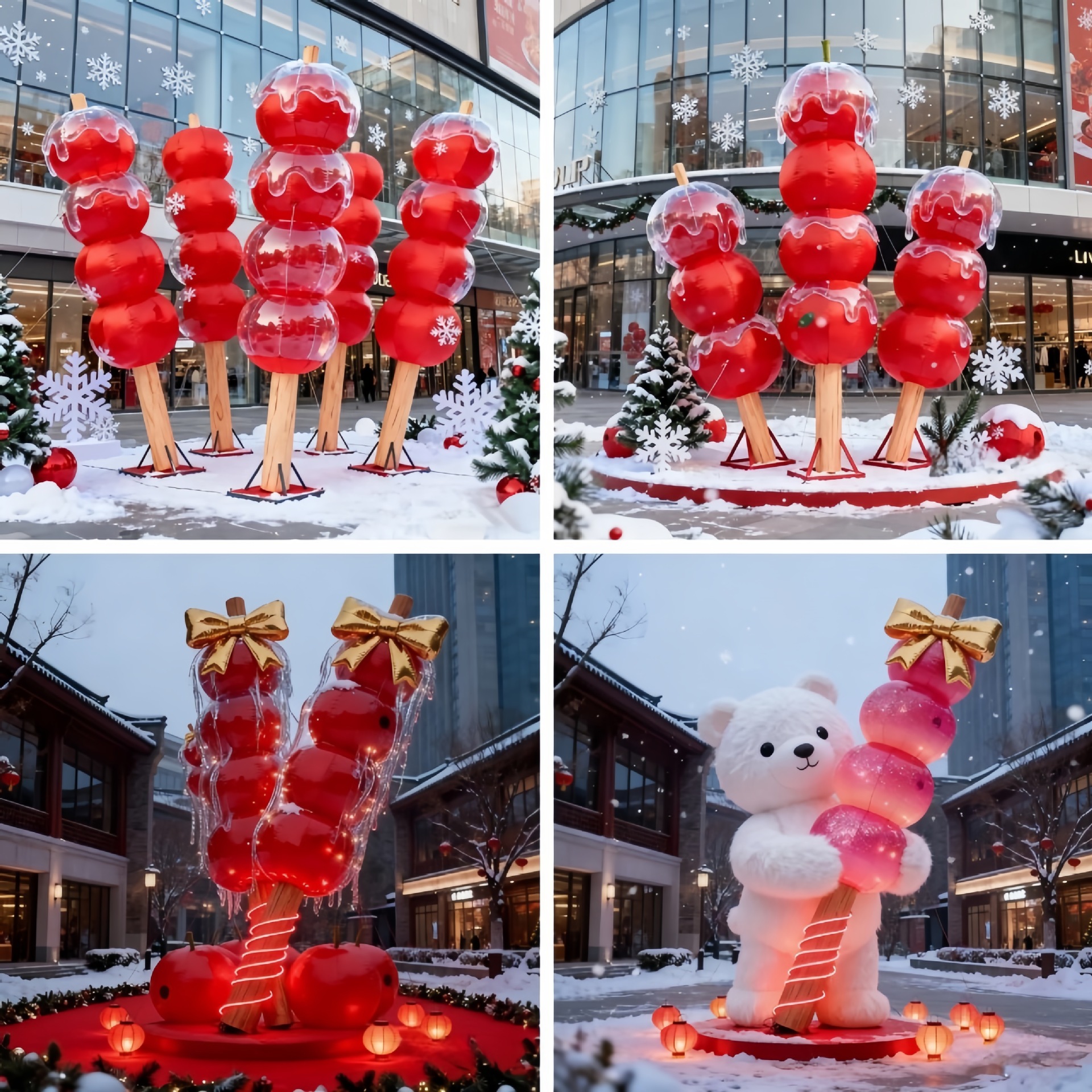 新年糖葫芦造型充气装饰美陈装置