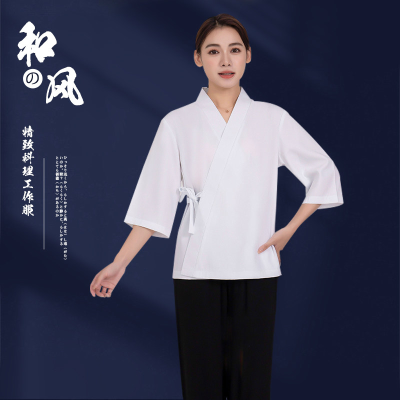 春季日式女厨师服白色女服务员工作服铁板日本料理店寿司店工作装