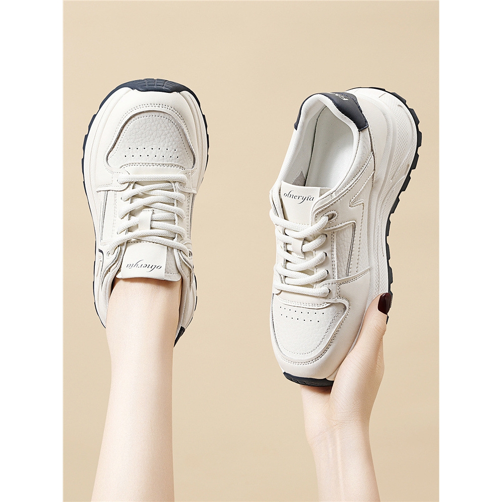 品牌爆款老爹鞋女款2025新款春秋厚底软底不累脚运动休闲小白鞋子