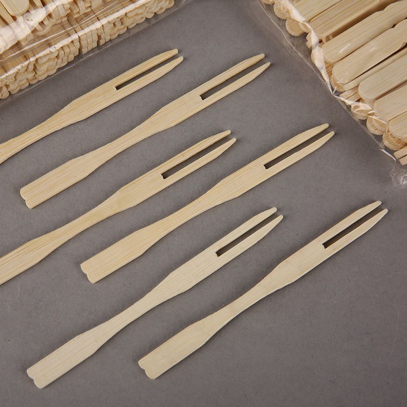 一次性水果叉子透明儿童独立小叉家用商用蛋糕甜品竹签便捷实用