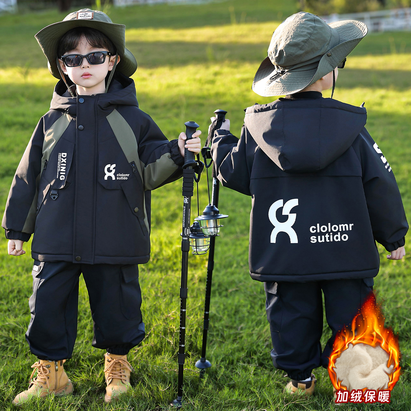 男童加绒加厚派克服外套秋冬2025新款儿童棉衣男孩冬装棉袄冲锋衣