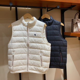 保罗彼得专柜正品女装羽绒背心马甲外套立领白色黑色SKDD76641/42