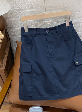 女士A字短裙 保罗彼得专柜同款 休闲工装风藏青色百搭XIFBQ00290