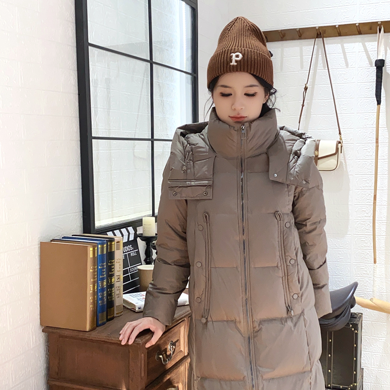 保罗彼得专柜正品过膝中长款连帽90白鹅绒高端羽绒服 AFDD76633