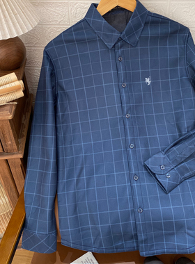 保罗彼得专柜正品男式翻领长袖衬衫 加绒 时尚格子商务MMEDC00150