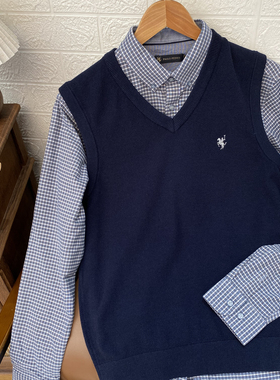 保罗彼得专柜正品男士V领针织背心百搭舒适保暖2025秋款MMDC34980