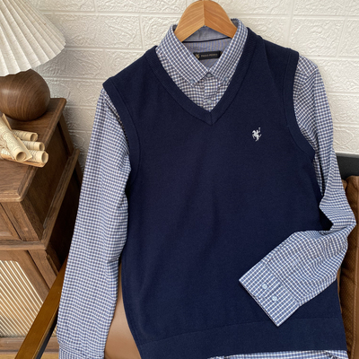 保罗彼得专柜正品男士V领针织背心百搭舒适保暖2025秋款MMDC34980