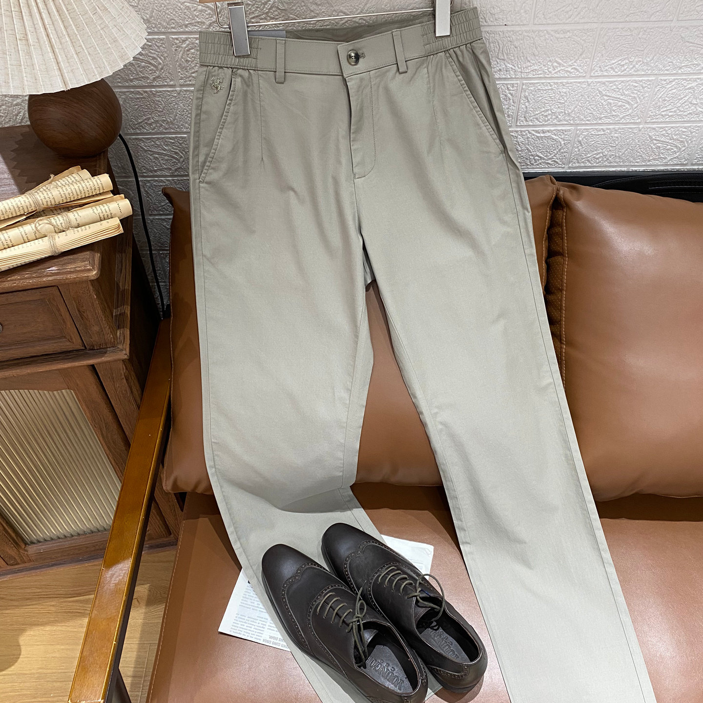 男士春季新款松紧腰休闲裤一款双色专柜同款棉麻面料 NFFAK00891