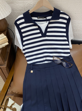 女式假两件短袖针织衫 保罗彼得商场同款春新款学院风 UKFAZ01250