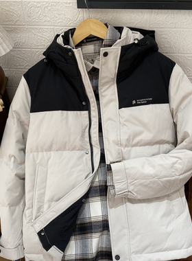 保罗彼得专柜正品男士连帽羽绒服拼接时尚简约舒适保暖REDD76110
