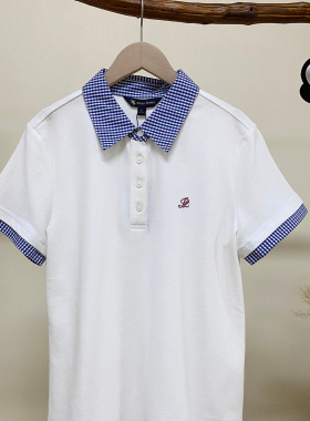 保罗彼得专柜正品 学院风格纹POLO衫时尚显瘦百搭上衣YNEB43753