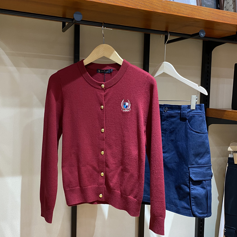 港风复古红手感软糯羊毛针织开衫