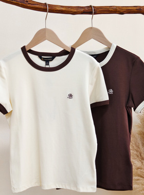 保罗彼得女士新款圆领撞色T恤百搭显瘦舒适专柜同款 NTEB43641