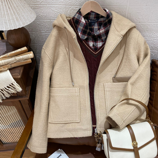 休闲时尚 保罗彼得 DSECU00470 外套 连帽毛呢羊毛 专柜同款 女式