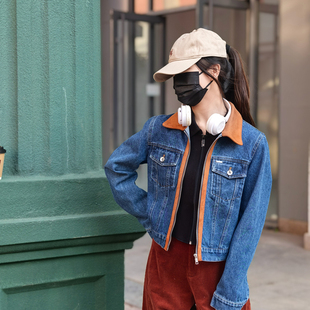 保罗彼得2025春装新款女士牛仔外套 翻领 短款 时尚潮流YIEA73910