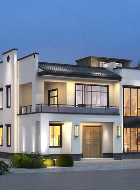 11.84*10.6农村自建房设计图纸二层现代别墅建筑结构水电外观效果