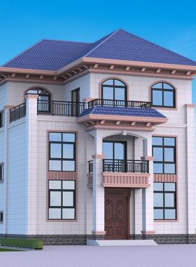 110.3*12.8新款农村自建房设计图纸三层欧式别墅设计建筑结构水电