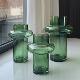 绿色创意透明玻璃花瓶客厅插花轻奢现代简约家居装 饰品餐桌摆件