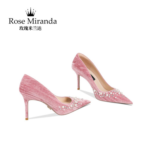 玫瑰米兰达RoseMiranda高跟鞋粉色甜美风演出宴会气质单鞋