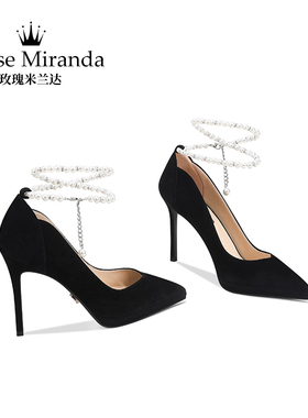 玫瑰米兰达RoseMiranda高跟鞋黑色防水台浅口尖头单鞋