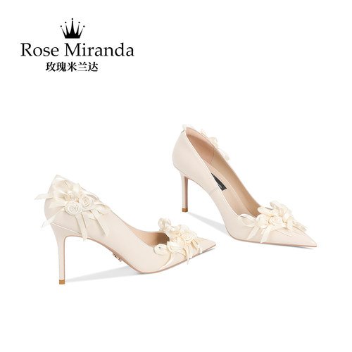 玫瑰米兰达RoseMiranda高跟鞋米白色高级感显气质浅口单鞋女