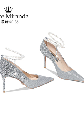 玫瑰米兰达RoseMiranda高跟鞋浅口单鞋小码婚礼婚鞋女
