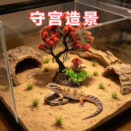 守宫专用造景装饰饲养箱水草树迎客松摆盘盆景树水族箱仿真绿植
