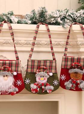 New plaid cartoon Christmas goodie bag gift bag圣诞礼物袋子