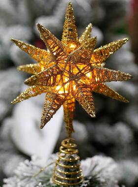 The top star of the Christmas tree 圣诞树顶星发光立体五角星