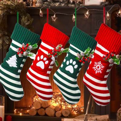 Christmas Pet Cat Dog Christmas Knitted Socks Gift Bag圣诞