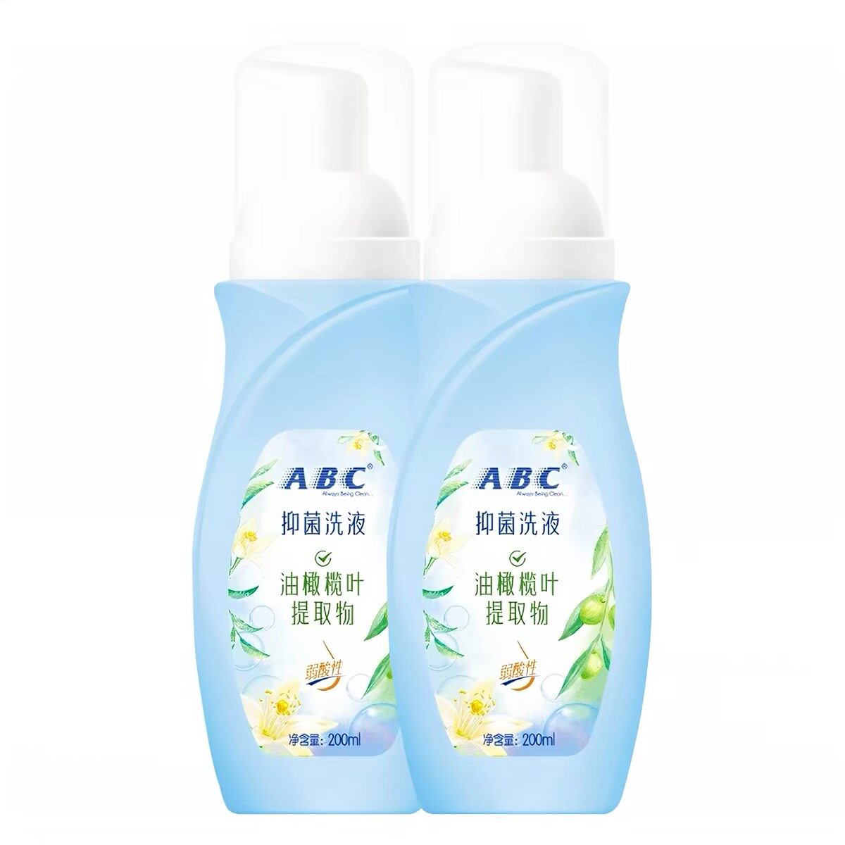 ABC女性护理液清洁舒爽去异味私密洗护男士卫生洗液泡沫型200ml*2