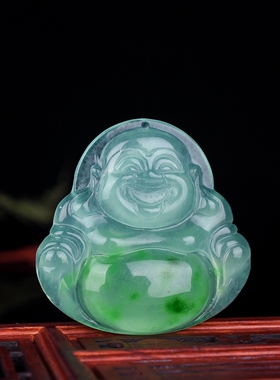 缅甸翡翠冰种大肚佛观音吊坠