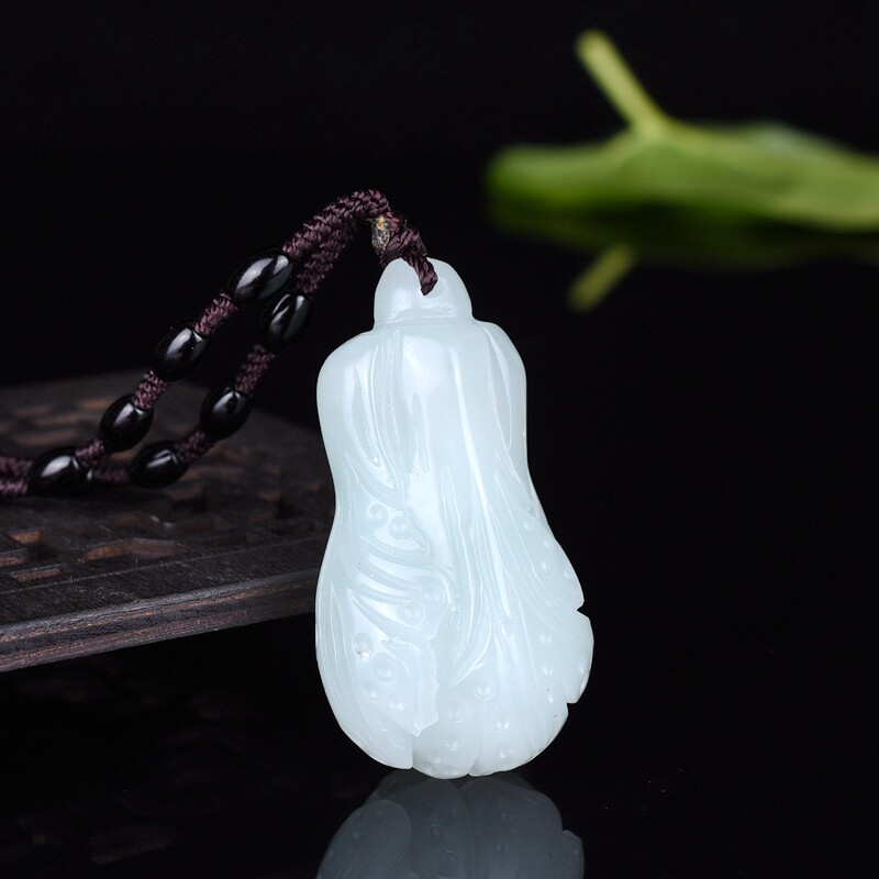 新疆和田玉白玉大白菜百财招财吊坠项坠聚宝招财男女款吉祥挂件