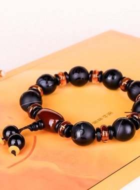 原石六字真言磨砂送男友黑玛瑙