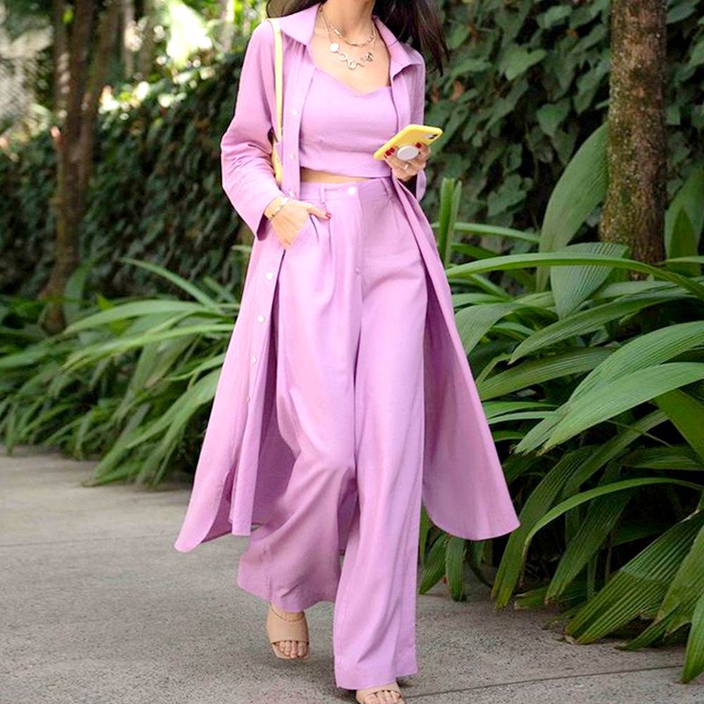 Autumn windbreaker coat wide leg pants suit风衣阔腿裤套装女