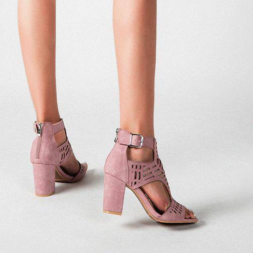 8cm粗跟鞋镂凉鞋女 women high heels shoes for ladies sandals