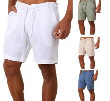 休闲裤 casual summer shorts men pants棉麻纯色运动裤 for 男短裤