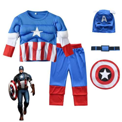万圣节cosplay儿童美国队长超级英雄Captain America正义联盟衣服